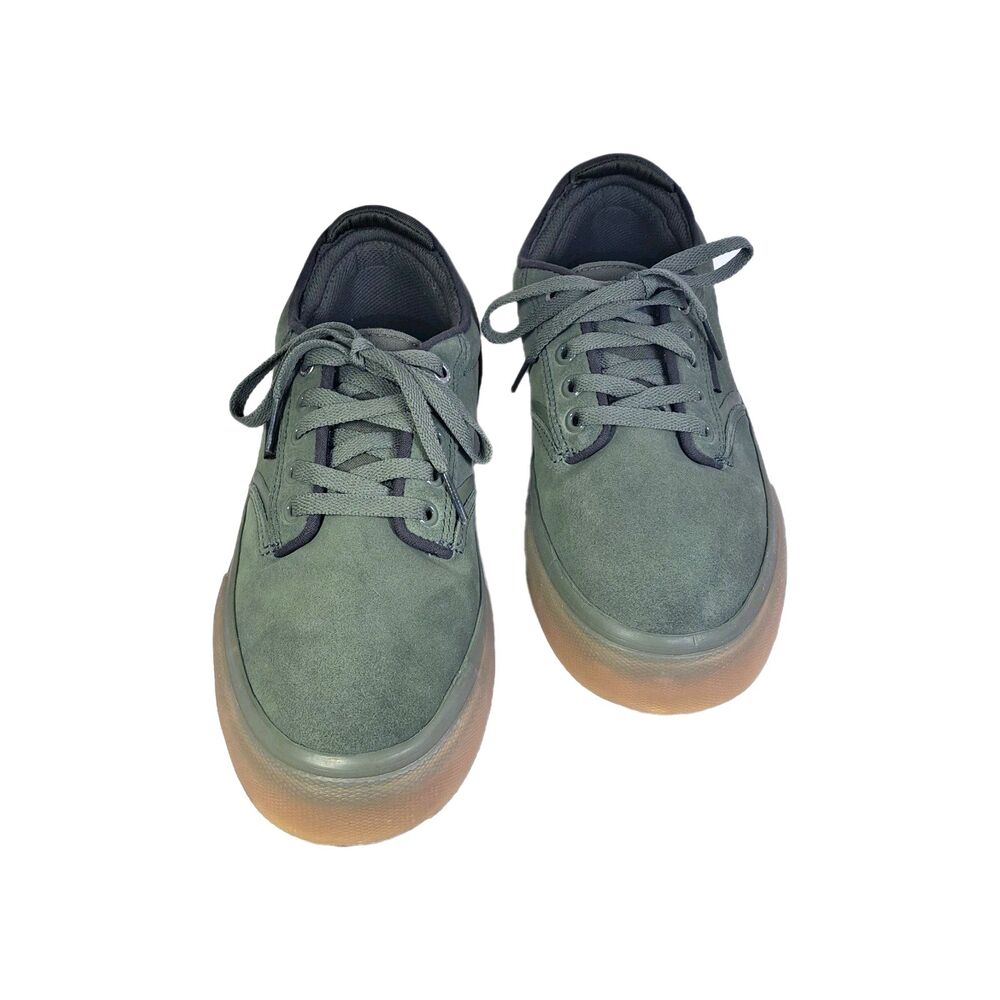 EMERICA DICKSON WOMEN'S SIZE 8.5 OLIVE GREEN/GUM SKATEBOARDING SHOES LACE UP EUC